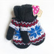 Winter Children Snowflake Pattern Plus Velvet Thick Warm Knitted Wool Mittens, One Pair(Black)