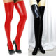 Sexy Women Over Knee Thigh High Tights Stockings Long PU Leather Stockings(Rose Red)