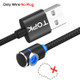 TOPK 1m 2.4A Max USB to 90 Degree Elbow Magnetic Charging Cable with LED Indicator, No Plug(Black)
