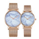 CAGARNY 6812 Round Dial Alloy Gold Case Fashion Couple Watch Men & Women Lover Quartz Watches with Stainless Steel Band