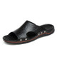 Men Casual Beach Shoes Slippers Microfiber Wear Sandals, Size:45(Black)