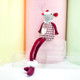 2 PCS Christmas Plaid Wool Line Long Foot Mouse Doll Ornament Gift(Red )