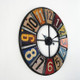 Digital Round Retro Wall Clock Creative License Plate Wrought Iron Decorative Clock(Colorful)