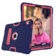 For iPad Pro 11 Contrast Color Silicone + PC Combination Case with Holder(Navy Blue + Rose Red)