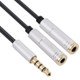 2 x 3.5mm Female to 3.5mm Male Adapter Cable(Silver)