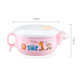 450ml Stainless Steel Interior And Plastic Exterior Double Layer Cartoon Style Bowl With Cover And Handles For Child At Age 2 To 9(Pink)