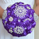 Wedding Holding Pearl Diamond Flowers Bridal Bouquet Accessories Bridesmaid Rhinestone Party Wedding Decoration Supplies, Diameter: 20cm(Purple)