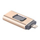 RQW-01B 3 in 1 USB 2.0 & 8 Pin & Micro USB 16GB Flash Drive, for iPhone & iPad & iPod & Most Android Smartphones & PC Computer(Gold)