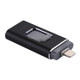RQW-01B 3 in 1 USB 2.0 & 8 Pin & Micro USB 16GB Flash Drive, for iPhone & iPad & iPod & Most Android Smartphones & PC Computer(Black)