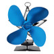 4-Blade Aluminum Heat Powered Fireplace Stove Fan (Blue)
