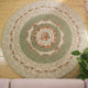 Round Rose Pattern Fuzzy Living Room Carpet Bedroom Bedside Mat,  Diameter: 1.8m (Green)