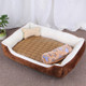 Dog Bone Pattern Big Soft Warm Kennel Pet Dog Cat Mat Blanket, with Rattan Mat & Blanket Size: XXL, 120×90×18cm (Brown White)