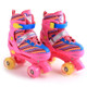Children Full-flash White Double-row Roller Skates Skating Shoes, Double Row Wheel, Size : L(Pink)