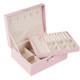 Portable Leather Jewelry Storage Box Necklace Ring Watch Storage Box, Style:Double Layer(Pink)