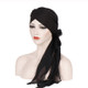 2 PCS Ladies Forehead Cross Chiffon Long Tail Cap Turban Hat, Size:One Size(Black)