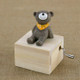 Mini Cute Animal Wooden Hand-cranked Music Box, Music:City in the Sky(Yellow Scarf Bear)