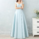 Satin Long Bridesmaid Sisters Skirt Slim Graduation Gown, Size:XL(Ice Blue E)