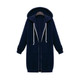 Women Hooded Long Sleeved Sweater In The Long Coat, Size:M(Navy Blue)