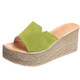 Simple Solid Color Wild Wedge Sandals Slippers, Shoe Size:35(Green)