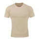 Men Fitness Body Building Slim Cotton T Shirts Short Sleeve, Size:XXL (Khaki)