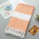 Striped Cotton Bath Towel With Tassels Thin Travel Camping Bath Sauna Beach Gym Pool Blanket Absorbent Easy Care(Orange)
