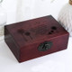 Exquisite Small Wooden Box Antique Lockable Jewelry Sundries Storage Box, Size:L(Wine Red - Dandelion)