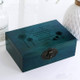 Exquisite Small Wooden Box Antique Lockable Jewelry Sundries Storage Box, Size:L(Blue - Dandelion)
