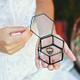 Hand Soldered Six-sided Clamshell C Wedding Ring Box Eternal Flower Box, Size:12x11x6cm(Black)