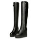 Faux Leather Zipper Style Long Boots High Heel, Size:39(Black Single)