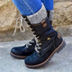 Winter Boots Women Boots Round Toe Platform Warm Females Boots Shoes, Size:35(Black)