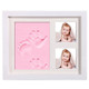Solid Wood Three-frame BabyHands and Feet Mud Print Photo Frame with Cover(White Photo Frame Pink Mud)
