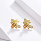 S925 Sterling Silver Earrings Bee Inlaid Female Earrings, Color:Gold