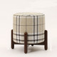 Home Stool Cloth Art Stool Solid Wood Children Sofa Stool(Stripe-Walnut)