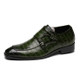 Crocodile Pattern Business Flat Bottom Leather Formal Shoes, Size:42(Green)