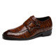 Crocodile Pattern Business Flat Bottom Leather Formal Shoes, Size:43(Brown)