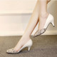 Snake Pattern Pointed Toe Pumps Women Sexy Thin High Heels, Size:36(White 5cm)