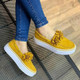 Women Floral Flat Bottom Casual Shoes, Shoe Size:36(Yellow)