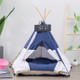Cotton Canvas Pet Tent Cat and Dog Bed with Cushion, Specification: Medium 50×50×60cm(White Dots)