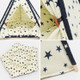 Cotton Canvas Pet Tent Cat and Dog Bed with Cushion, Specification: Large 60×60×70cm(Beige Navy Star)