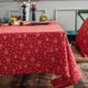 Linen Cotton Christmas Party Tablecloth Rectangle Bronzing Dinning Table Cover, Size:140x200cm(Red)