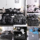 Luxury Bedding Black Marble Pattern Set Sanded Printed Quilt Cover Pillowcase, Size:245x210 cm(Mochi)