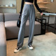 Suit Pants Casual Loose High Waist Black Slim Drape Wide Leg Mopping Pants Women, Size: S(Gray)