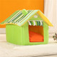 Removable Washable Dog House Warm Soft Home Shape Bed With Cushion for Dog Cat, Size:S (Green)