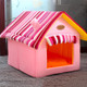 Removable Washable Dog House Warm Soft Home Shape Bed With Cushion for Dog Cat, Size:XL (Pink)