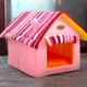 Removable Washable Dog House Warm Soft Home Shape Bed With Cushion for Dog Cat, Size:S (Pink)