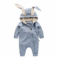 Spring and Autumn Babies Big Rabbit Ear Zipper Bodysuit, Size:59CM(Blue)