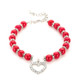 5 PCS Pet Supplies Pearl Necklace Pet Collars Cat and Dog Accessories, Size:M(Red)