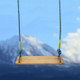 Outdoor Swing Indoor Balcony Children Adult Solid Wood Swing, Style:Climbing Rope(60x16 cm)