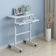 Dual Desktop Hand-Cranked Lifting Stand Office Computer Desk, Style:With Reinforcing Bar(Pure White)