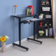 Dual Desktop Hand-Cranked Lifting Stand Office Computer Desk, Style:Without Reinforcing Bar(Black Willow Wood)